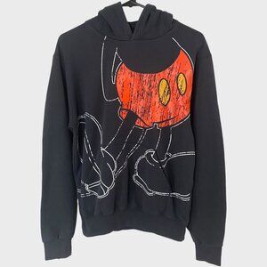 Disney Micky Mouse Ears Hoodie Sweatshirt Men's Small Black Graphic Long-Sleeve